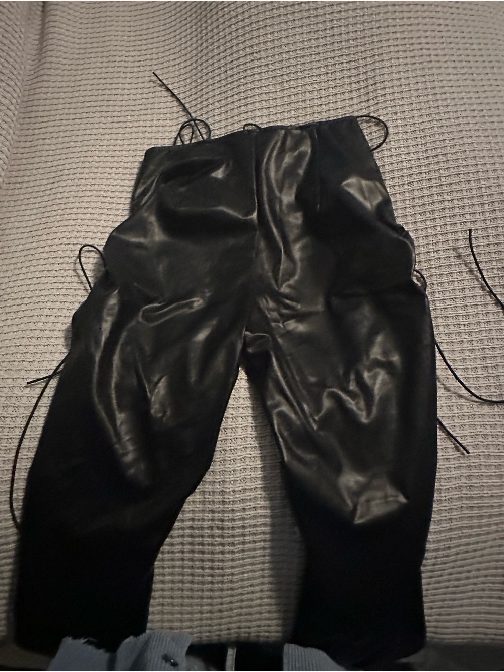 PrettyLittleThing Black Faux Leather Wide Leg Pants
